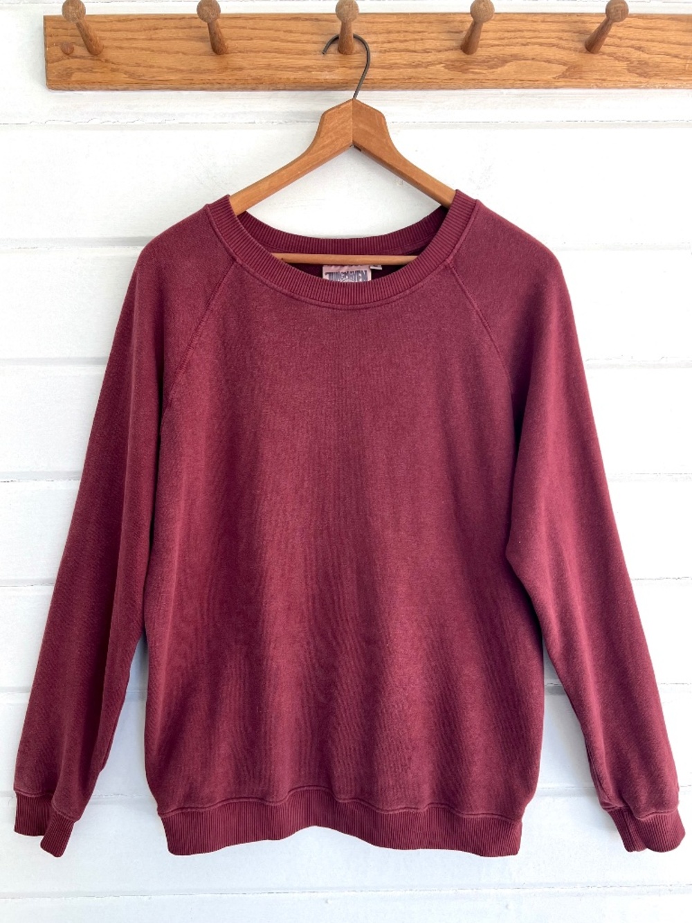 JUNGMAVEN Bonfire Raglan Sleeve Sweatshirt in Wine Unisex - S